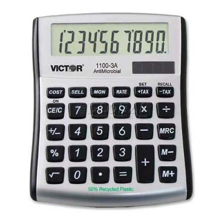 Victor Technology Victor 10-Digit Calculator, 11003A, Dual Power, 4-1/2" X 5-1/4 X 3/4", Blue/White 11003A